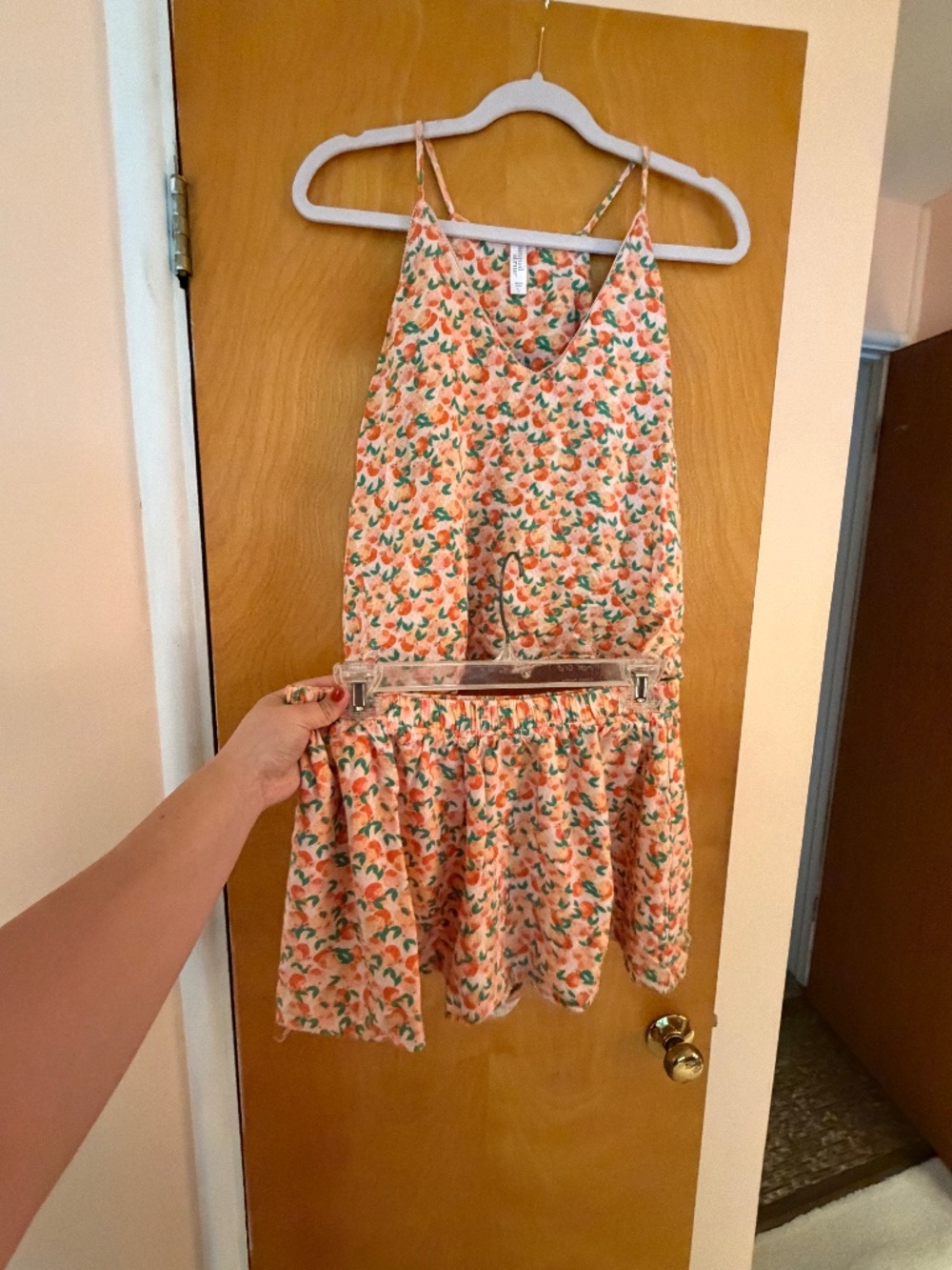 Peachy PJ Set, Tranquil & True, Top Size L, Shorts Size M,